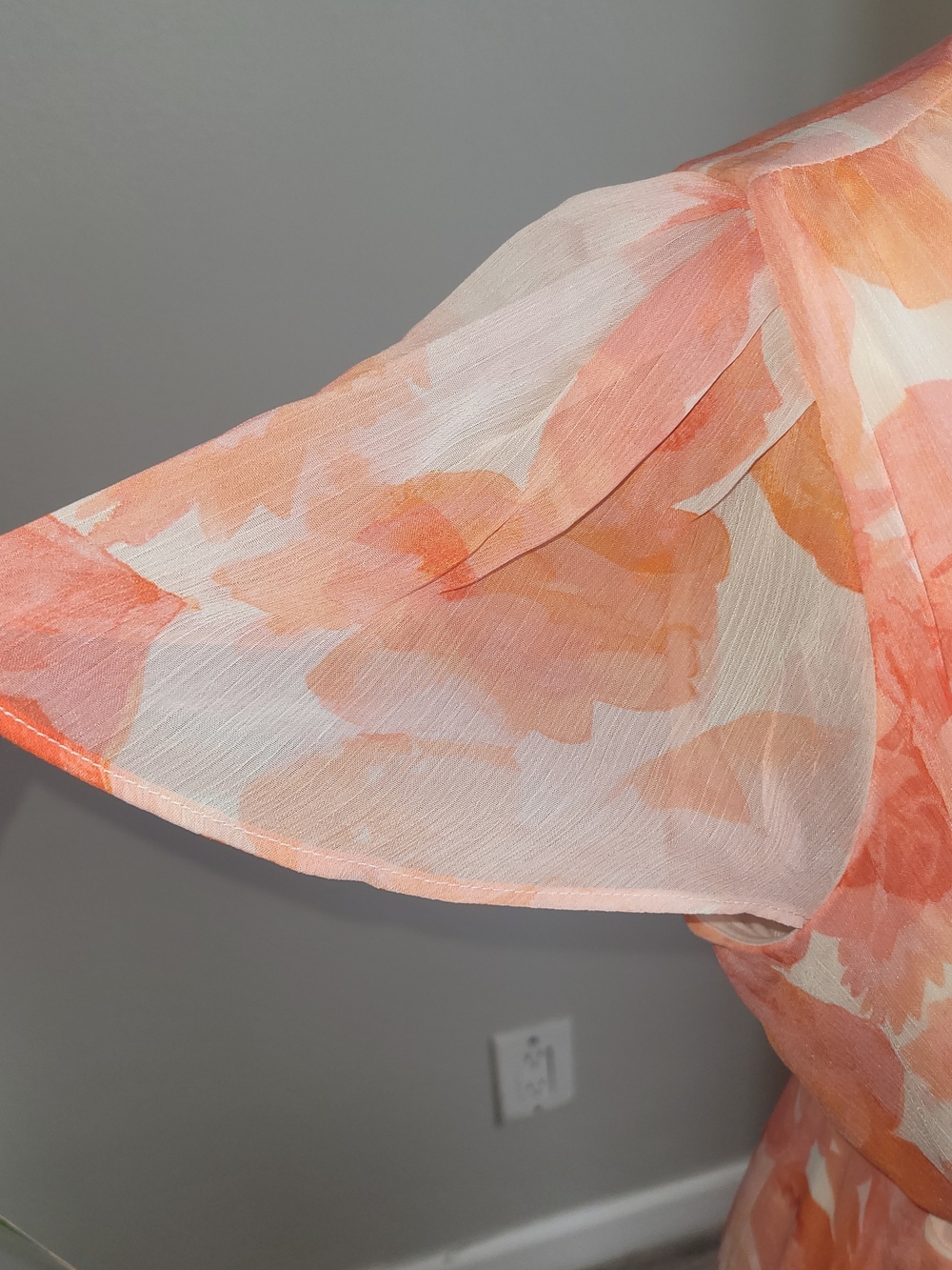 DKNY NWT Floral Maxi Dress Size 10 Peach Coral High Low Formal - Picture 8 of 10